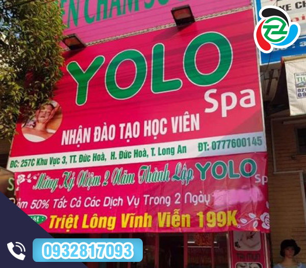 Bảng hiệu quảng cáo  Yolo Spa
